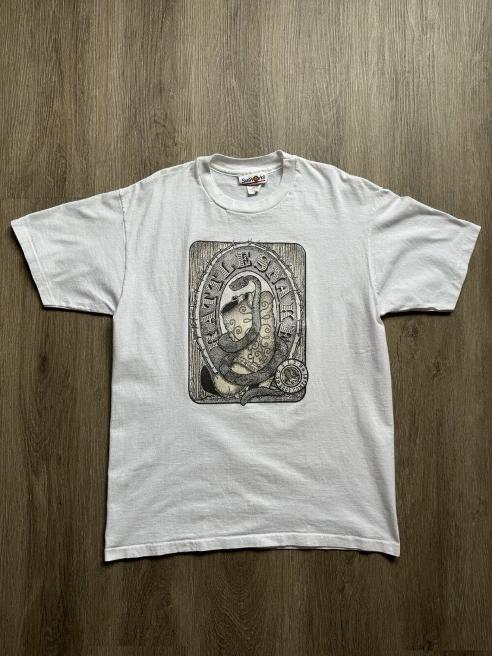 Vintage 90s Rattlesnake Sun Works Custom Boots Promo Rare Cowboy White Shirt